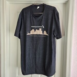 American Airlines Long Beach California Gray‎ T-shirt Size 2XL Women In Flight